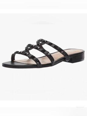 Jessica Simpson CAIRA Flat Studded Slip-In Slide Sandal Black Modern Size 7.5